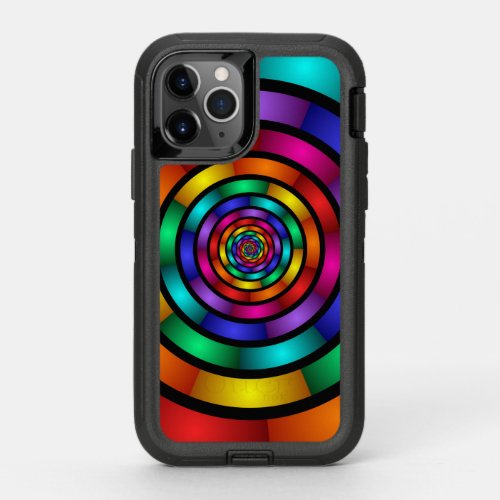 Round and Psychedelic Colorful Modern Fractal Art OtterBox Defender iPhone 11 Pro Case