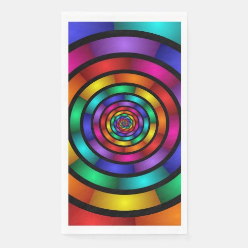 Round and Psychedelic Colorful Modern Fractal Art Paper Guest Towels