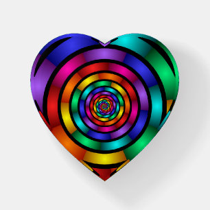 Round and Psychedelic Colorful Modern Fractal Art Paperweight