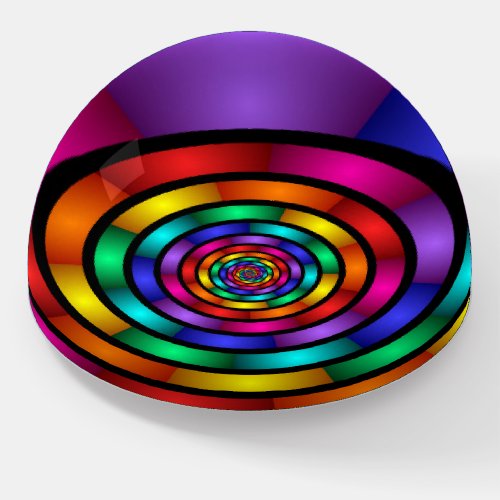 Round and Psychedelic Colorful Modern Fractal Art Paperweight
