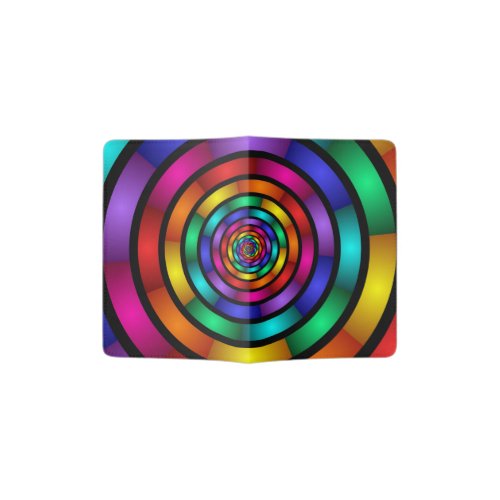 Round and Psychedelic Colorful Modern Fractal Art Passport Holder