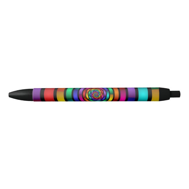 Round and Psychedelic Colorful Modern Fractal Art Pen (Front)
