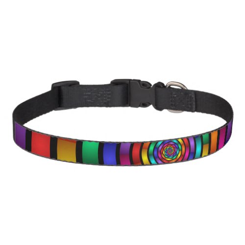 Round and Psychedelic Colorful Modern Fractal Art Pet Collar