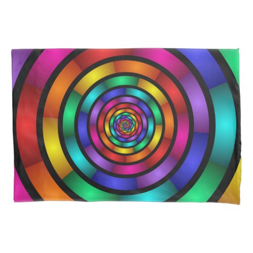 Round and Psychedelic Colorful Modern Fractal Art Pillow Case