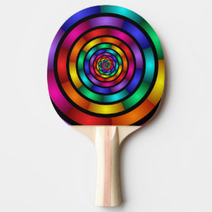 Round and Psychedelic Colorful Modern Fractal Art Ping-Pong Paddle