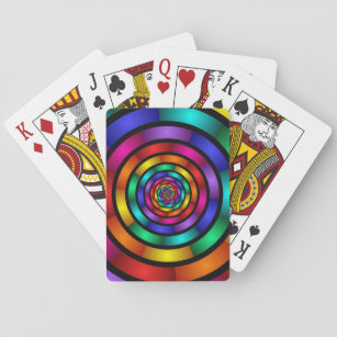 Round and Psychedelic Colorful Modern Fractal Art Playing Cards