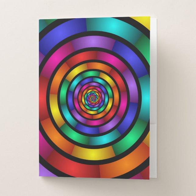 Round and Psychedelic Colorful Modern Fractal Art Pocket Folder (Front)