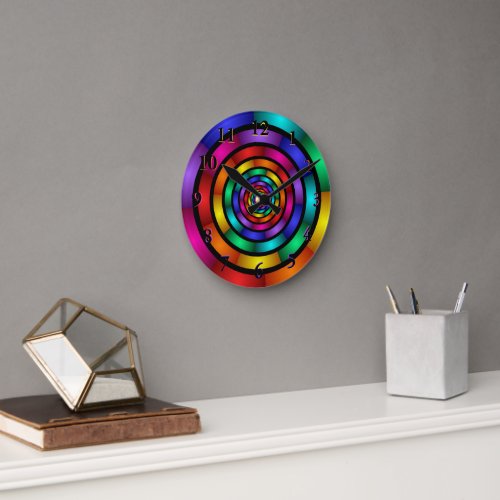 Round and Psychedelic Colorful Modern Fractal Art Round Clock