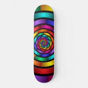 Round and Psychedelic Colorful Modern Fractal Art Skateboard Deck