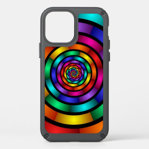 Round and Psychedelic Colorful Modern Fractal Art Speck iPhone 12 Case