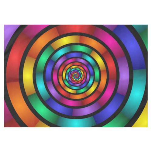 Round and Psychedelic Colorful Modern Fractal Art Tablecloth