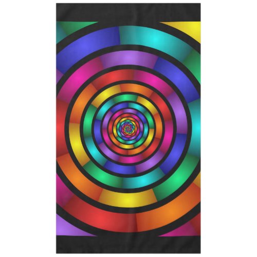 Round and Psychedelic Colorful Modern Fractal Art Tablecloth