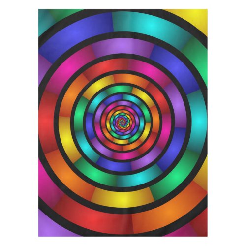 Round and Psychedelic Colorful Modern Fractal Art Tablecloth