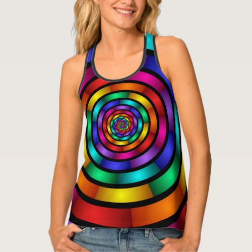 Round and Psychedelic Colorful Modern Fractal Art Tank Top