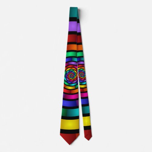 Round and Psychedelic Colorful Modern Fractal Art Tie