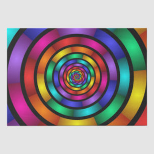 Round and Psychedelic Colorful Modern Fractal Art Tissue Paper
