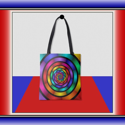 Round and Psychedelic Colorful Modern Fractal Art Tote Bag