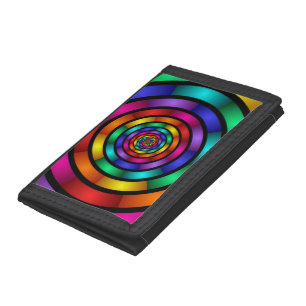 Round and Psychedelic Colorful Modern Fractal Art Tri-fold Wallet