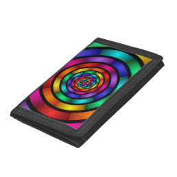 Round and Psychedelic Colorful Modern Fractal Art Trifold Wallet