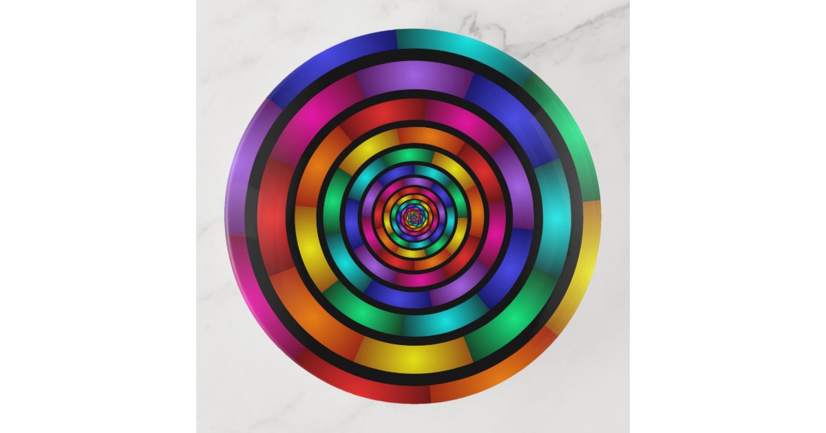 Round and Psychedelic Colorful Modern Fractal Art Trinket Trays | Zazzle.com