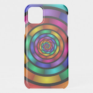 Round and Psychedelic Colorful Modern Fractal Art iPhone 11 Case