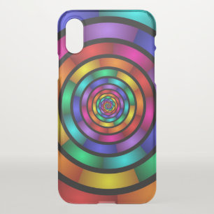 Round and Psychedelic Colorful Modern Fractal Art iPhone X Case
