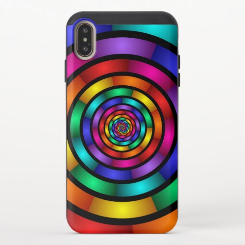 Round and Psychedelic Colorful Modern Fractal Art iPhone XS Max Slider Case