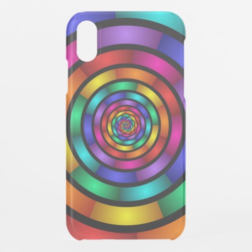 Round and Psychedelic Colorful Modern Fractal Art iPhone XR Case