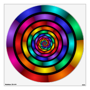 Round and Psychedelic Colorful Modern Fractal Art Wall Decal