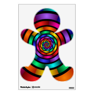 Round and Psychedelic Colorful Modern Fractal Art Wall Decal