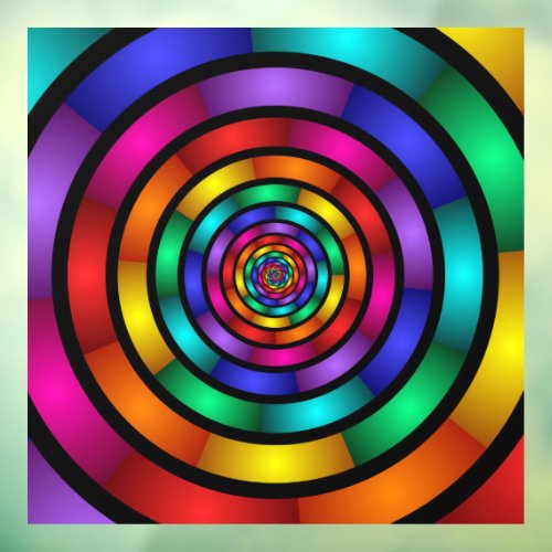 Round and Psychedelic Colorful Modern Fractal Art Window Cling
