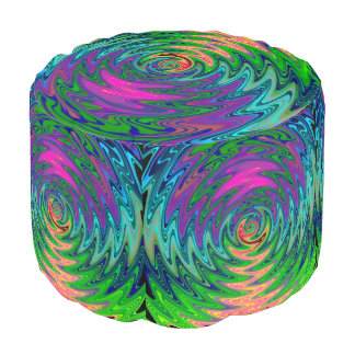 Round and Round Rainbow Swirl Pouf