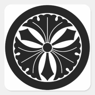 Round and three-pronged gingko square sticker