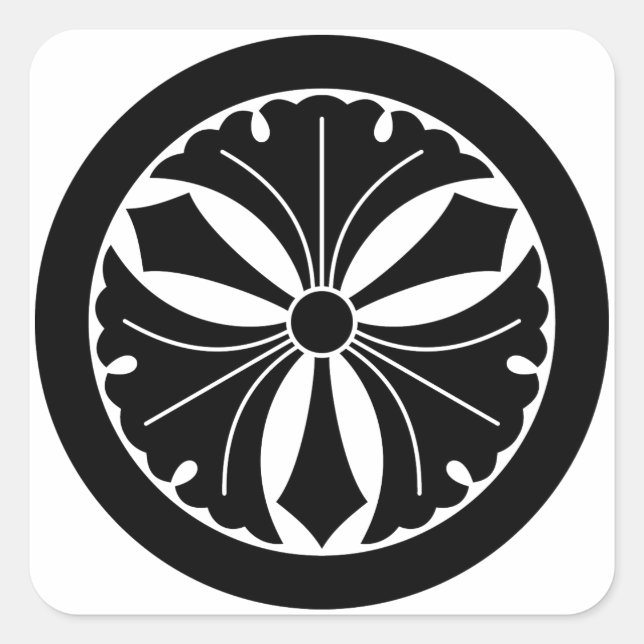 Round and three-pronged gingko square sticker (Front)