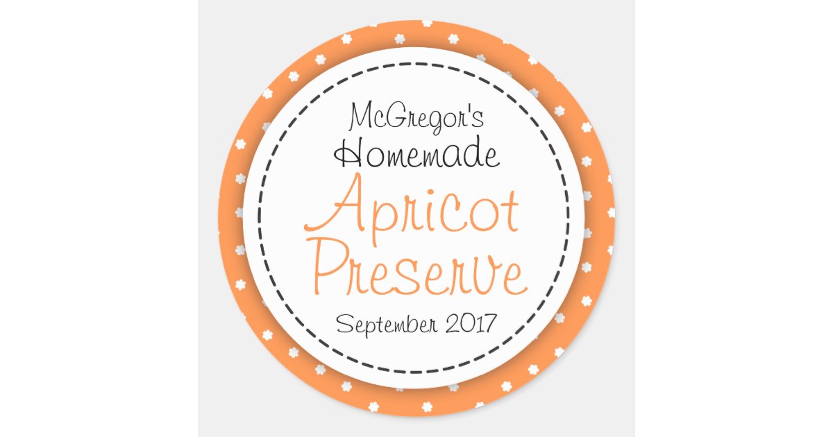 Round apricot preserve jam orange food label | Zazzle.com