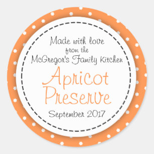 Round apricot preserve jam orange food label