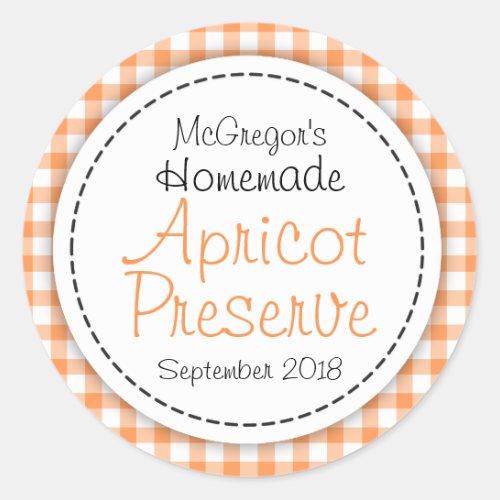 Round apricot preserve jam orange food label