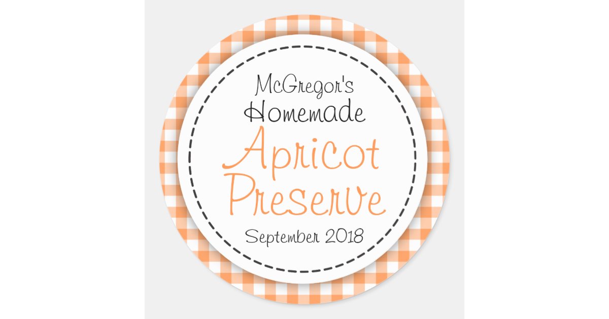 Round apricot preserve jam orange food label | Zazzle.com