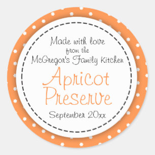 Round apricot preserve jam orange food label