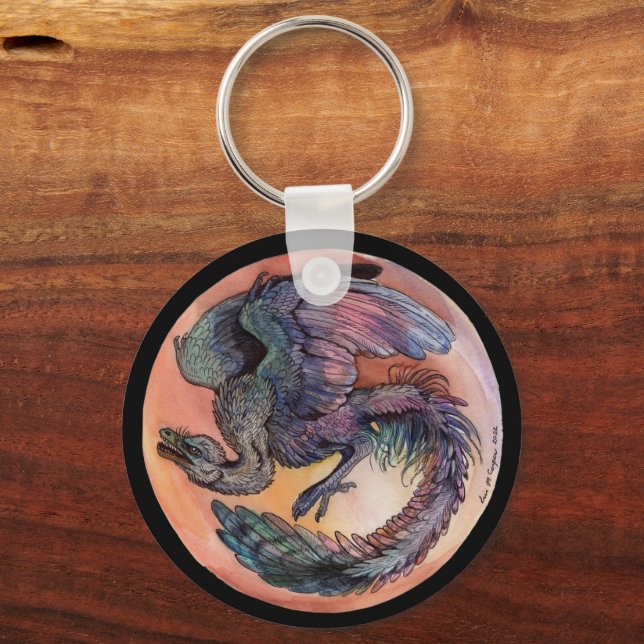 Round Archaeopteryx Keychain (Back)