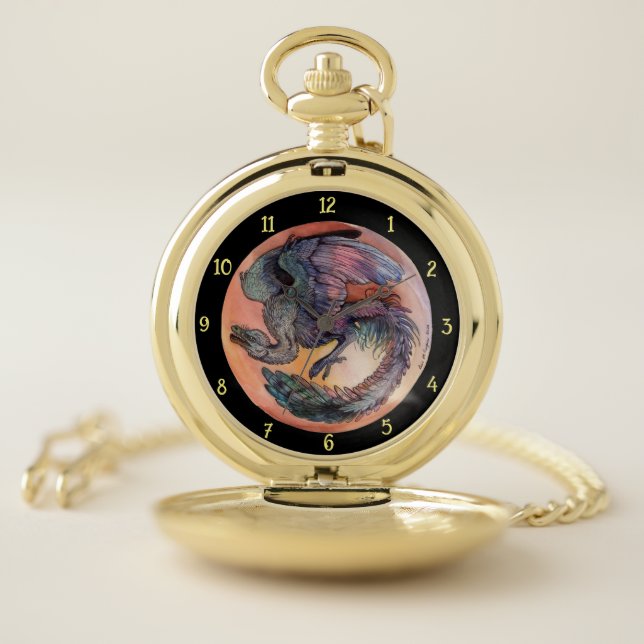 Round Archaeopteryx Pocket Watch (Inside)