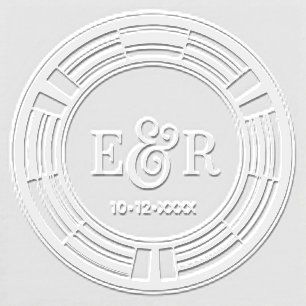 Round Art Deco Frm Ampersand Couple 2 Initial Date Embosser