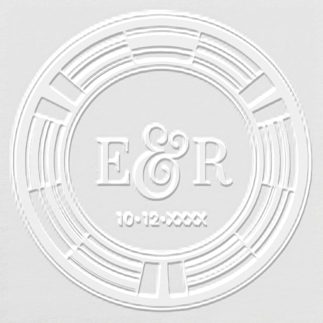 Round Art Deco Frm Ampersand Couple 2 Initial Date Embosser (Design)