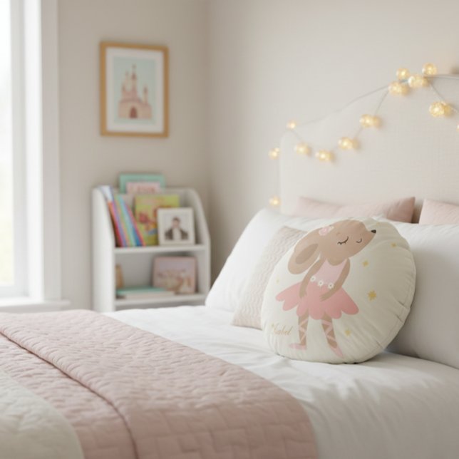 Round Ballerina Pillow, Custom Name Nursery  Pillow (Creator Uploaded)