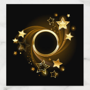 Round Banner with Gold Stars on Black Envelope Liner