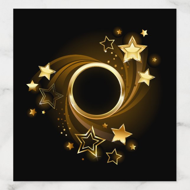 Round Banner with Gold Stars on Black Envelope Liner (Design)