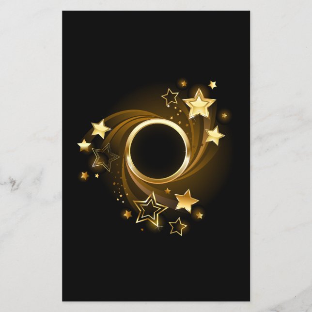 Round Banner with Gold Stars on Black Flyer (Front)