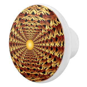 Round Basket Weave Geometric Pattern Ceramic Knob