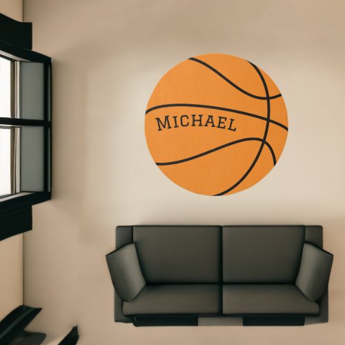 Round Basketball Rug _ Personalized B Ball Carpet