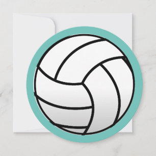 Round beach volleyball Birthday party invitations